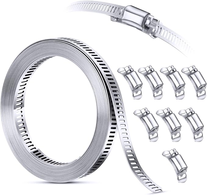 Stainless Steel Worm Gear Hose Clamp Assortment Kit, Cut-To-Fit | DIY 12FT by Steelsoft