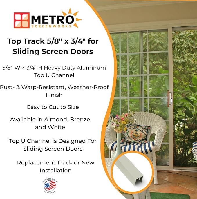 Top Track 5/8" x 3/4 for Sliding Screen Door - Image 2