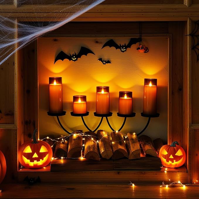 Homemory Gray Flickering Flameless Candles, Battery Operated Acrylic LED Pillar - Image 2