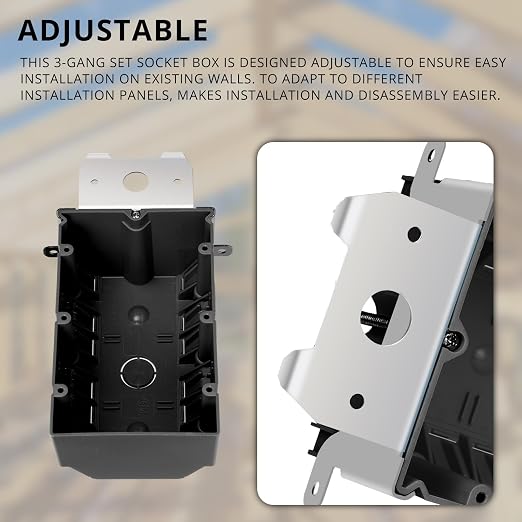 3-Gang Extra Deep PVC Black Electrical Box Adjustable, 49 Cubic Inch – Fire - Image 2
