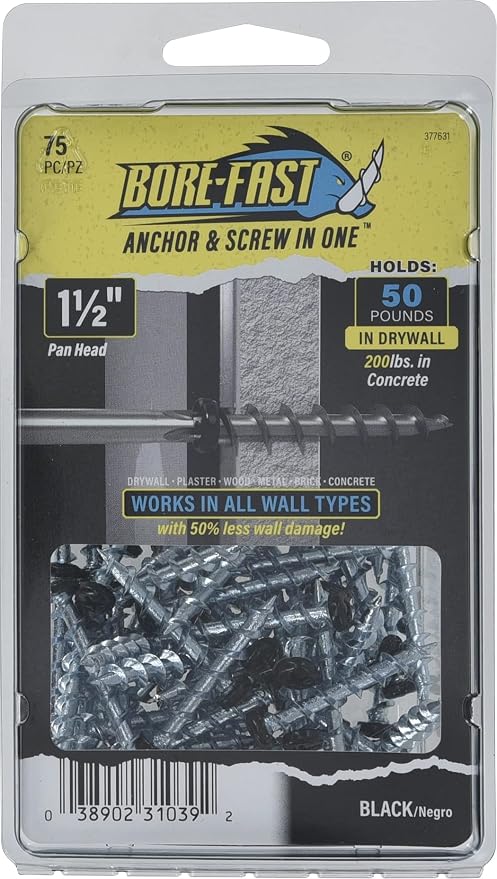 Hillman Borefast Drywall Anchors, 1-1/2in Pan Head, 75 Pack, Phillips pan head - Image 6