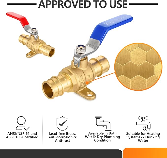 2PC HeSun 3/4 Inch PEX-A Expansion Ball Valve - Image 3