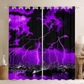 jejeloiu Purple Thunder Lightning Window Drapes Cool Flashing Lightning by jejeloiu