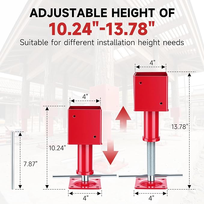 4" x 4" Adjustable Screw Jack Post Floor Support Jack 25000LB Capacity | Heavy - Image 2