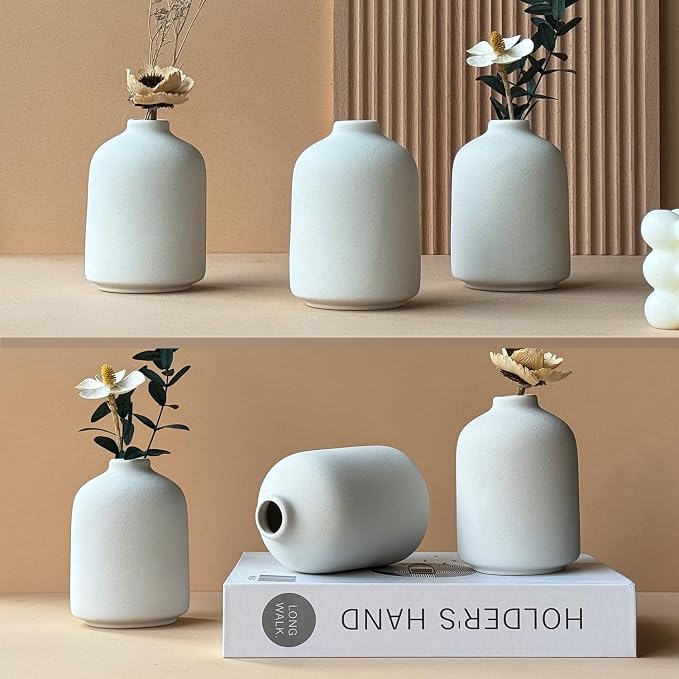 Modern White Small Ceramic Vase Set of 12 - Image 6