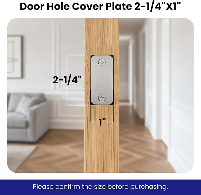1" x 2-1/4" Door Hole Cover Plate, Stainless Steel Door Strike Filler Plate | - Image 3