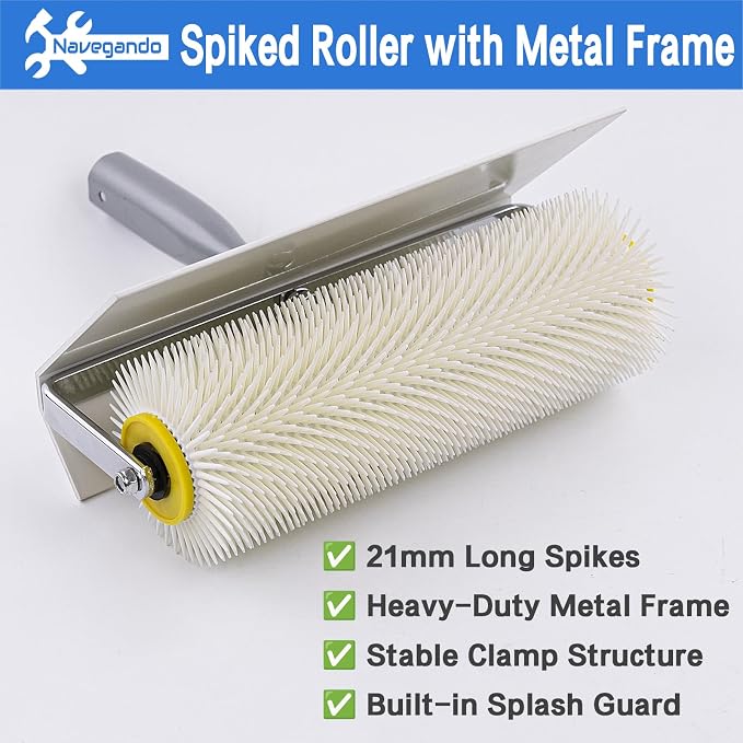 25cm Spiked Roller for Self Leveling Concrete, 21mm Needle Defoaming Tool - Image 2