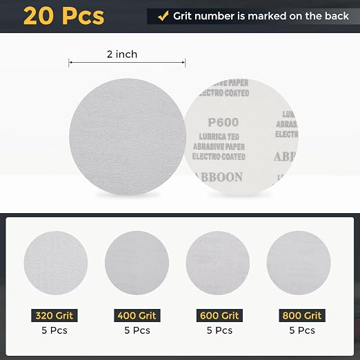 HARFINGTON 20Pcs 5Inch Sanding Disc Hook & Loop White Aluminum Oxide | - Image 2