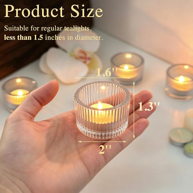4 Pack Tealight Clear Candle Holders, Votive Tea Light Candle Holder | Table - Image 2