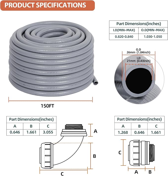 Liquid-Tight Conduit 3/4 150ft w/UL Certification | Flexible Electrical Conduit - Image 2