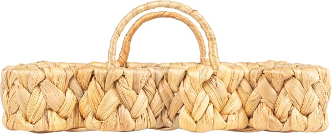 Household Essentials Woven Water Hyacinth Scalloped Square Trays - Image 5