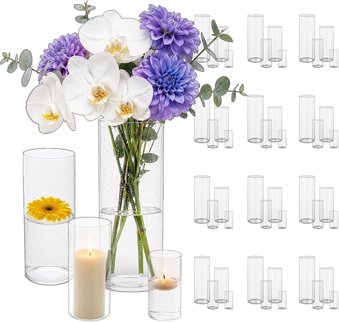 Sandraheer 48 Pack Clear Glass Cylinder Vases by Sandraheer