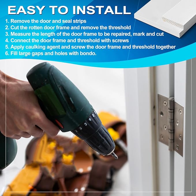 CroBlissful 1 Set 12 Inch L X 6-9/16 Inch W X 1-1/4 T Exterior Door Jamb Repair - Image 4