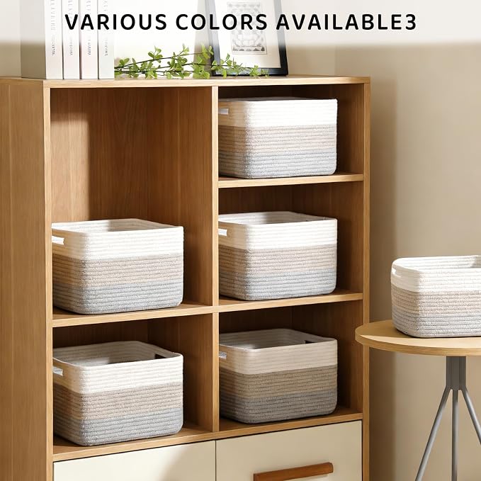 4 Pack Large Storage Baskets for Organizing, and Clothes, Cotton Rope Basket - Image 4