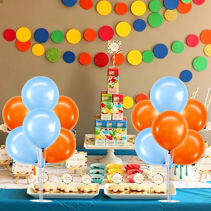 TONIFUL 4 Set Blue and Orange Balloon Stand Balloon Centerpieces - Image 6