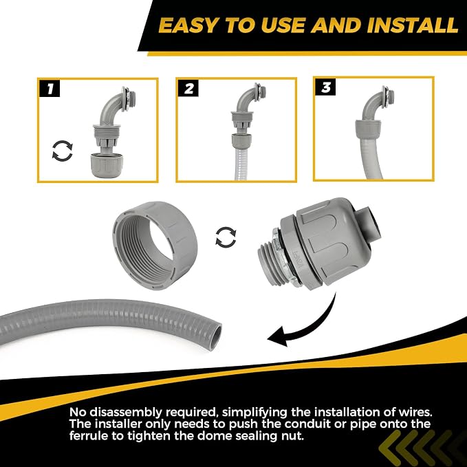 Conduit Connectors, 1/2 Inch Liquid Tight Connector NPT Non-Metallic - Image 5
