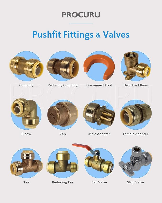 PROCURU 1-Inch PushFit End Cap, Push-to-Connect Brass Plumbing Fitting - Image 6