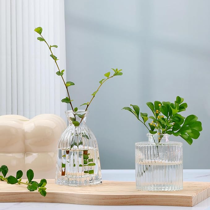 Glass Bud Vases Set of 4, Small Flower Vases - Image 3