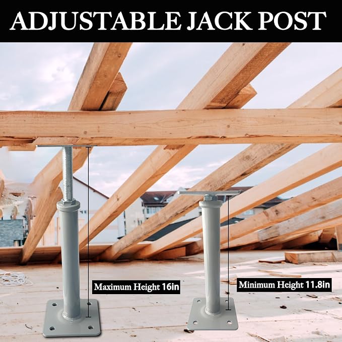 4 Pack Adjustable House Jacks, 11.8"-16" Screw Jack Post | 8800 Lbs Capacity - Image 6