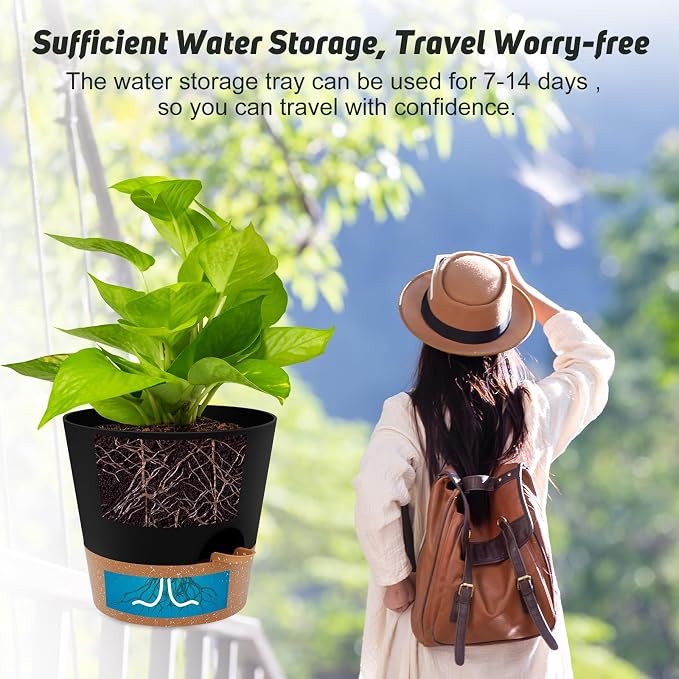YNNICO 10-Inch Plant Pots, Self-Watering Planters - Image 6