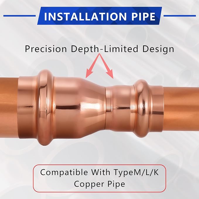 Copper Press Fittings 3/4" x 1/2" Copper Press Coupling Reducer, No-Lead - Image 3