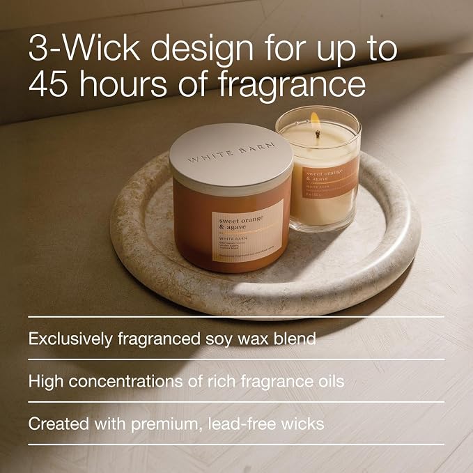 Bath & Body Works 3-Wick Candle, Sweet Orange & Agave Citrus Candle, Strong - Image 4