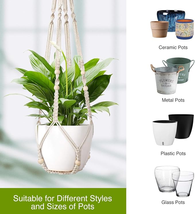 LEWESU Macrame Plant Hanger Indoor Set of 4 - Image 5