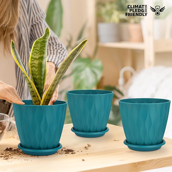 YNNICO 6 inch Plant Pots, 5 Pack Flower Pots Outdoor Indoor, Planters - Image 5