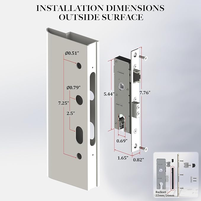 House Guard Storm Door Lock Body, Euro Mortise, Adjustable 22/26mm Backset | - Image 2
