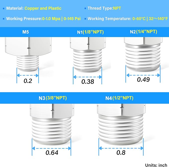 TAILONZ 5/32" x 1/8" NPT Push to Connect Elbow Fitting 10pcs | Copper&Plastic - Image 8