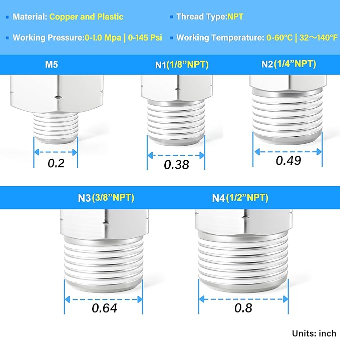 TAILONZ 1/4" x 1/4" NPT Push to Connect Elbow Fitting 20pcs | Copper&Plastic - Image 7