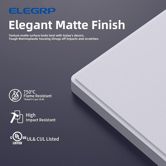 ELEGRP 2-Gang Screwless Decorative Wall Plates, Mid-Size 4.88" height x 4.94" - Image 2