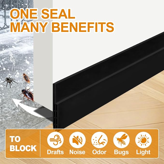 Strong Adhesive Door Sweep for Bottom of Door, Blocks Draft/Dust | 78'' - Image 4