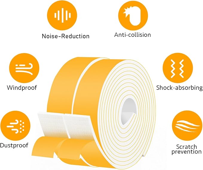 Extra Wide Foam Strip for Door & Windows, Self Adhesive 2x1/4in | Blocks Drafts - Image 5