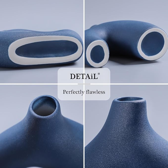 CEMABT Blue Ceramic Vase Set of 2 - Image 3