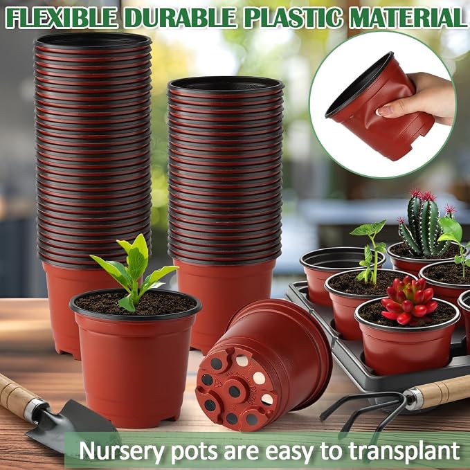 RooTrimmer 4 inch Round Nursery Pots 60pcs, 12 Cell Nursery Pots Trays 5 Pcs - Image 4
