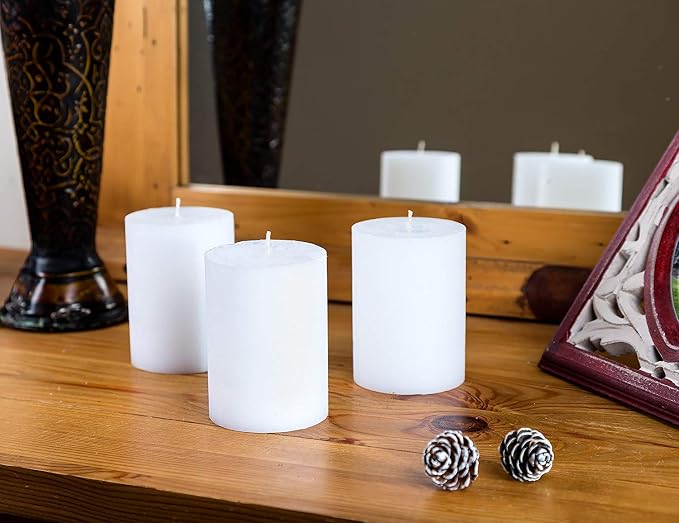 Melt Candle White Pillar Candles, 3 Pack, 3 x 4 Inch | Up to 55-hour burn - Image 7