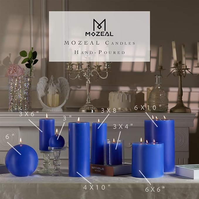 MOZEAL 3" x 8" Hand-Poured Unscented Large Candle, Smokeless Rustic Pillar - Image 3