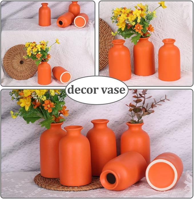 Orange Bud Vases Set of 6 - Image 5