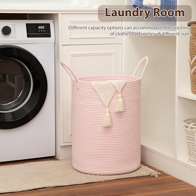 OIAHOMY 60L Nursery Hamper Laundry Basket Laundry Hamper Pink | collapsible - Image 4