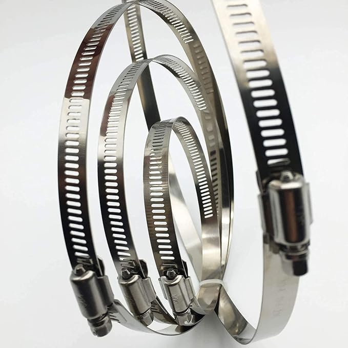 4" 5” 6" Adjustable 304 Stainless Steel Duct Clamps | Hose Clamps Assortment Kit - Image 3