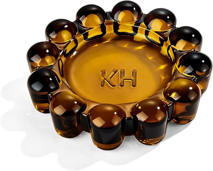 Amber Bubble Glass Candle Dish – Modern Clear Glass Candle Holder by khtumeware