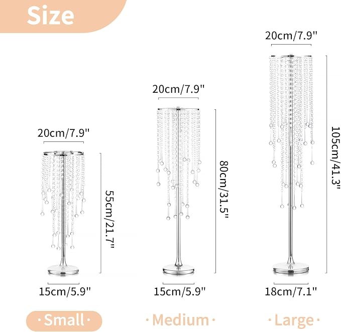 NUPTIO Tall Silver Centerpiece for Table, for Flowers Arrangement, Anniversary - Image 3