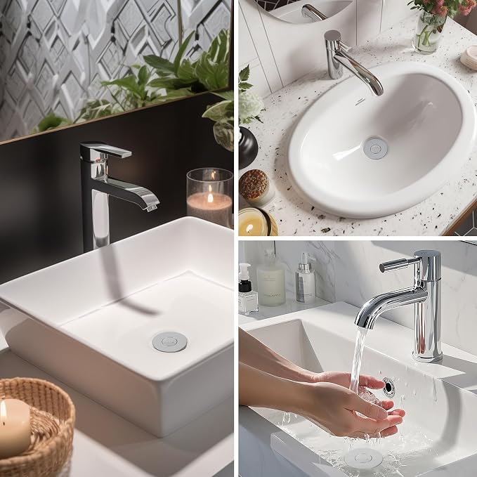 Hibbent 2 PCS Upgraded 3 in 1 Bathroom Sink Drain Strainer, Pop Up Stopper - Image 9