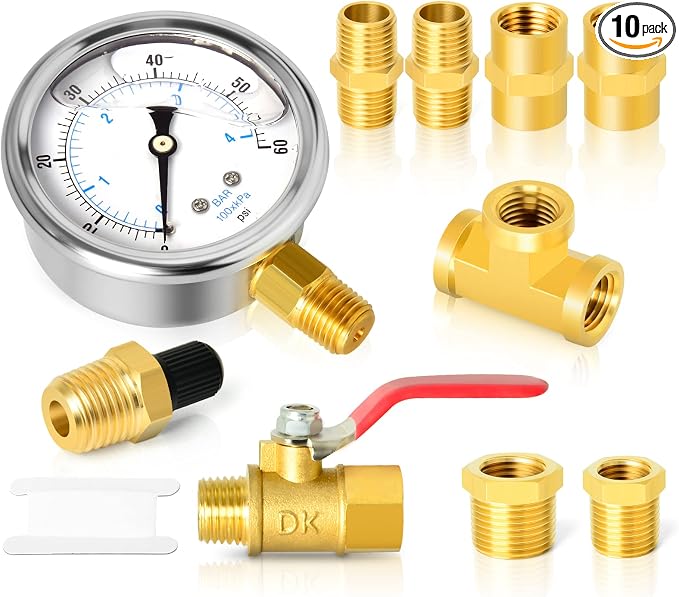 GASHER 10PCS Pipe Fitting Kit, 1/4" by GASHER