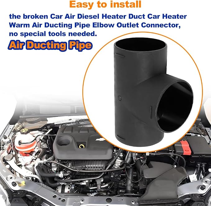 75mm Car Heater Warm 3 Way Air Ducting Pipe, Universal T Shape Outlet Connector - Image 5