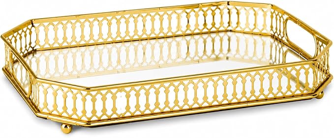 Bar Cart Tray, Decorative Mirrored Tray by Unknown