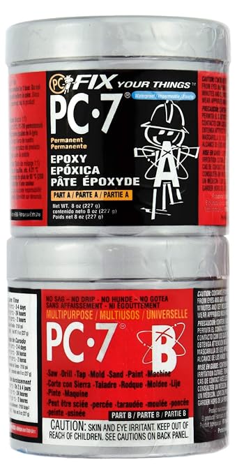 PC Products PC-7 Epoxy Adhesive Paste, Two-Part Heavy Duty, 1/2lb in Two Cans by ProtectiveCoatingCo