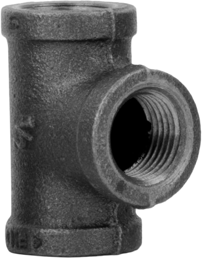 1/2" Tee Fitting, PIPE DECOR Black Malleable Iron Fittings Fit Standard 1/2 - Image 4