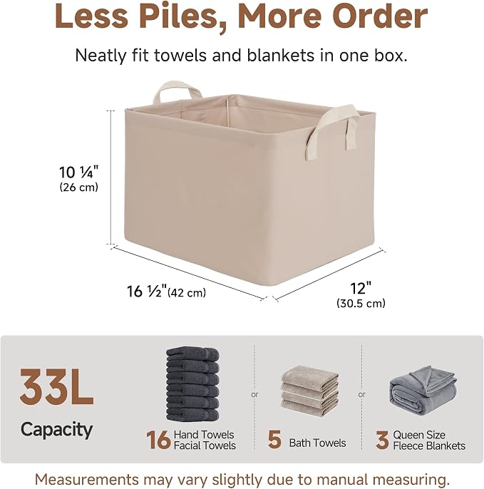 StorageWorks Fabric Storage Bins, Closet Bins, Light Brown, Wrinkle-Resistant - Image 2